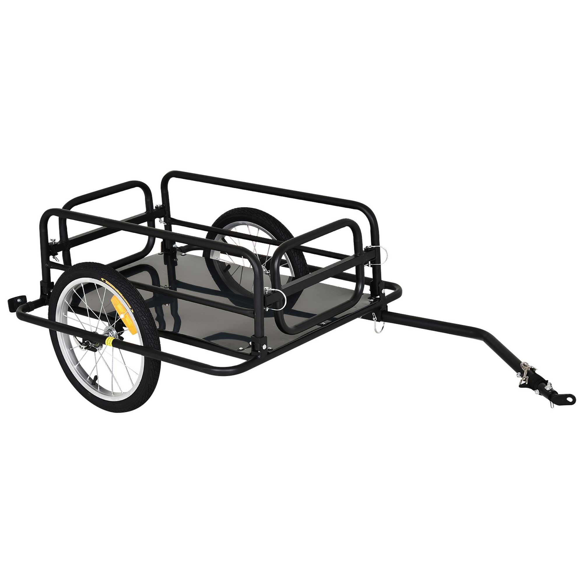 Polkupyörän peräkärry, polkupyörien tavaraperäkärry, 40 kg:n kantavuus, kuljetuskärry, käsikärry, kytkentä, terästä, musta, 139 x 71,5 x 49 cm
