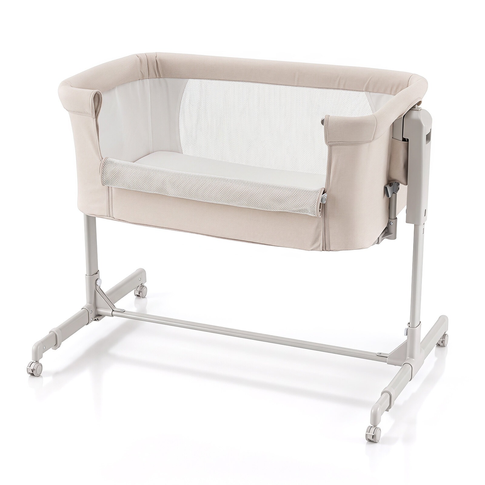 3-in-1 Vauvansänky, korkeussäädettävä, yösänky pyörillä - beige