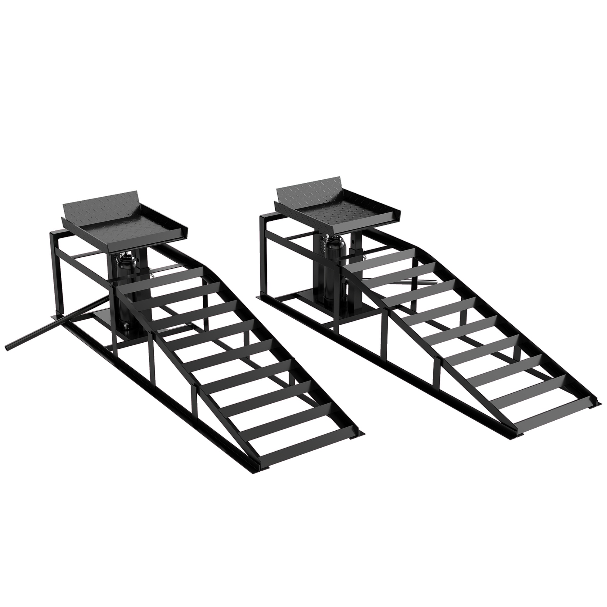 2 hydraulisen rampin sarja, korkeussäädettävä, kynnysrampit, 3 tonnin kantavuus, reunakivetysrampit jopa 23 cm renkaille