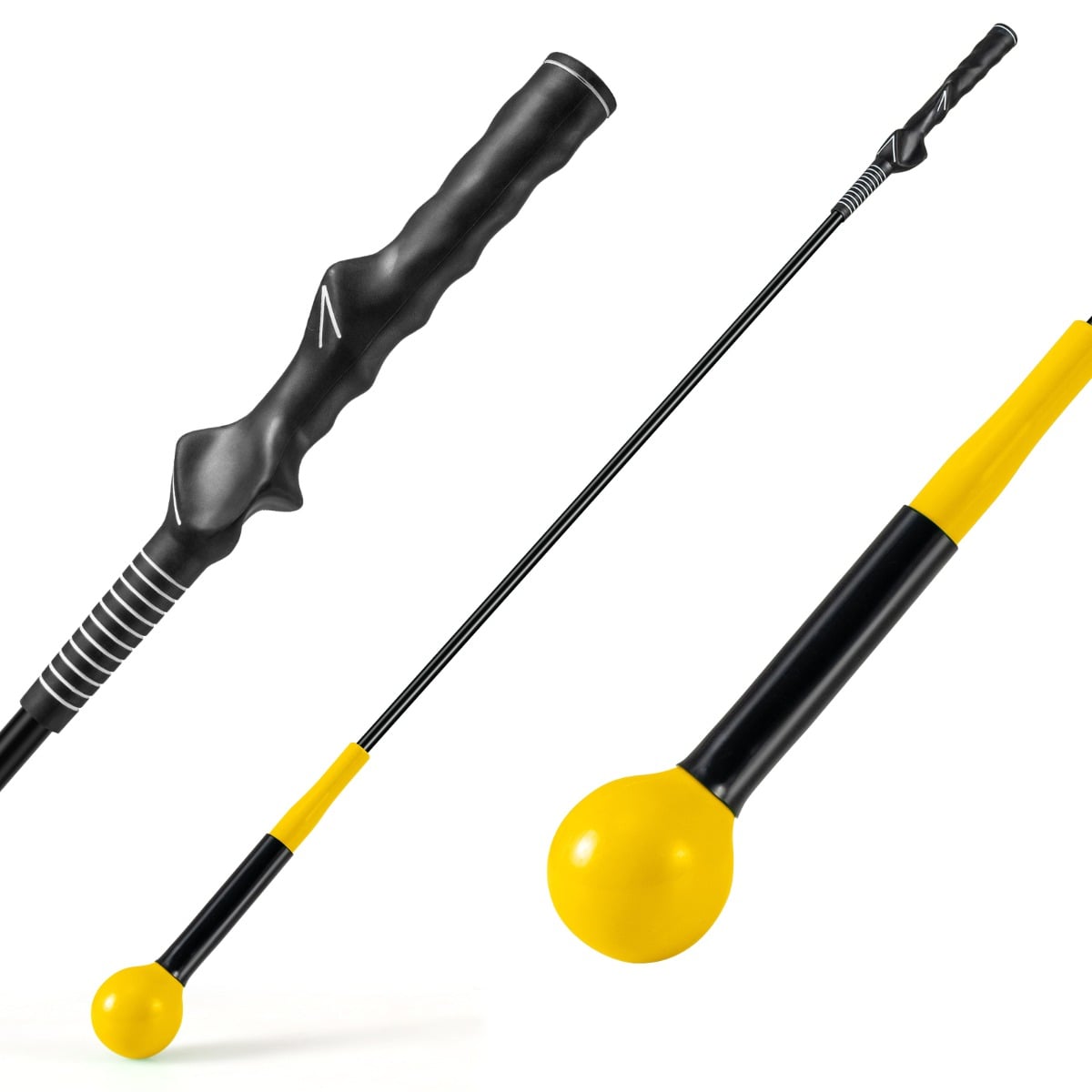 Golf Swing Trainer Aid 119 cm/102 cm/80 cm lämmittelyharjoituskeppi painotetulla päällä kahvalle - keltainen