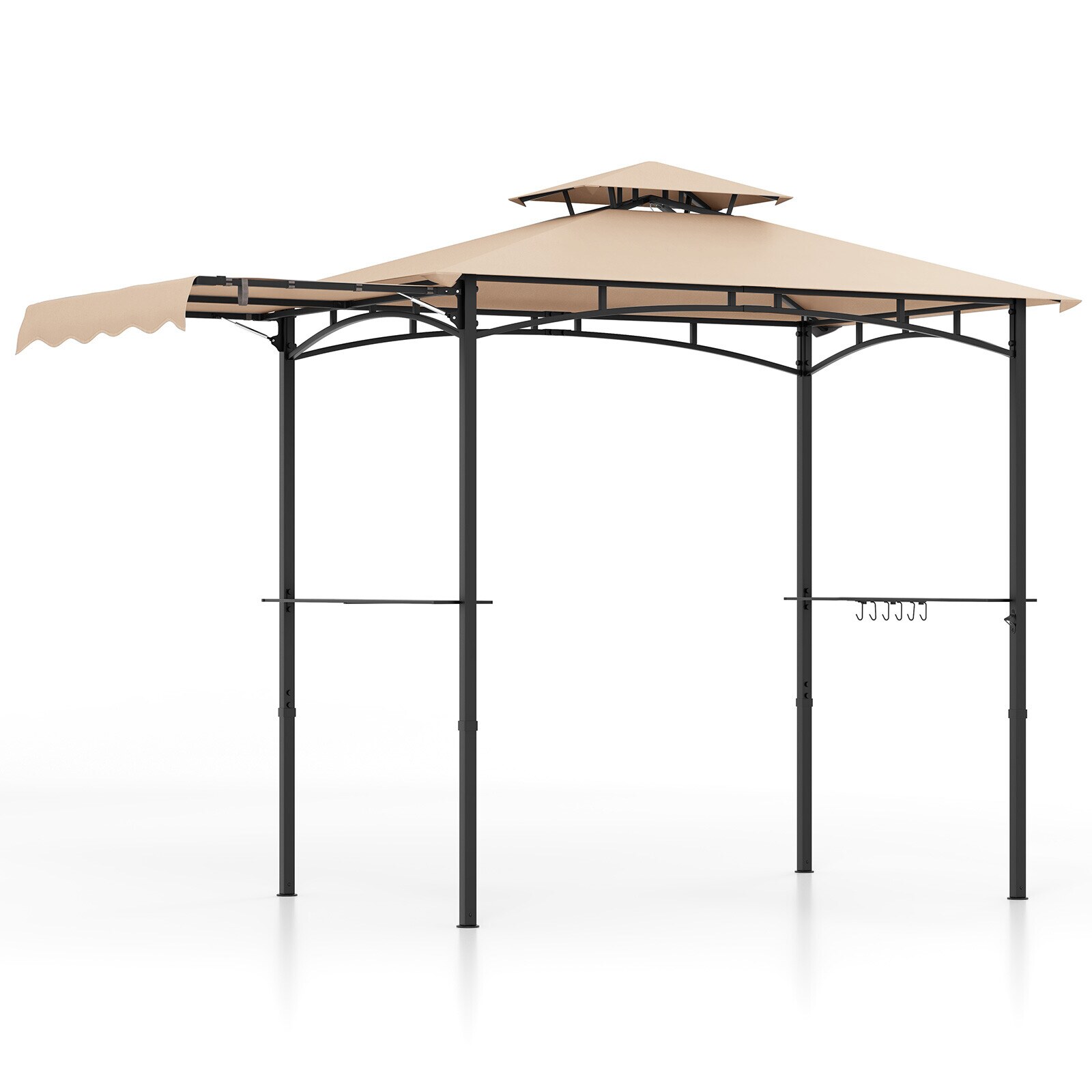 335 cm x 152 cm grillikatos sivumarkiisilla ja kaksikerroksisella katolla - beige