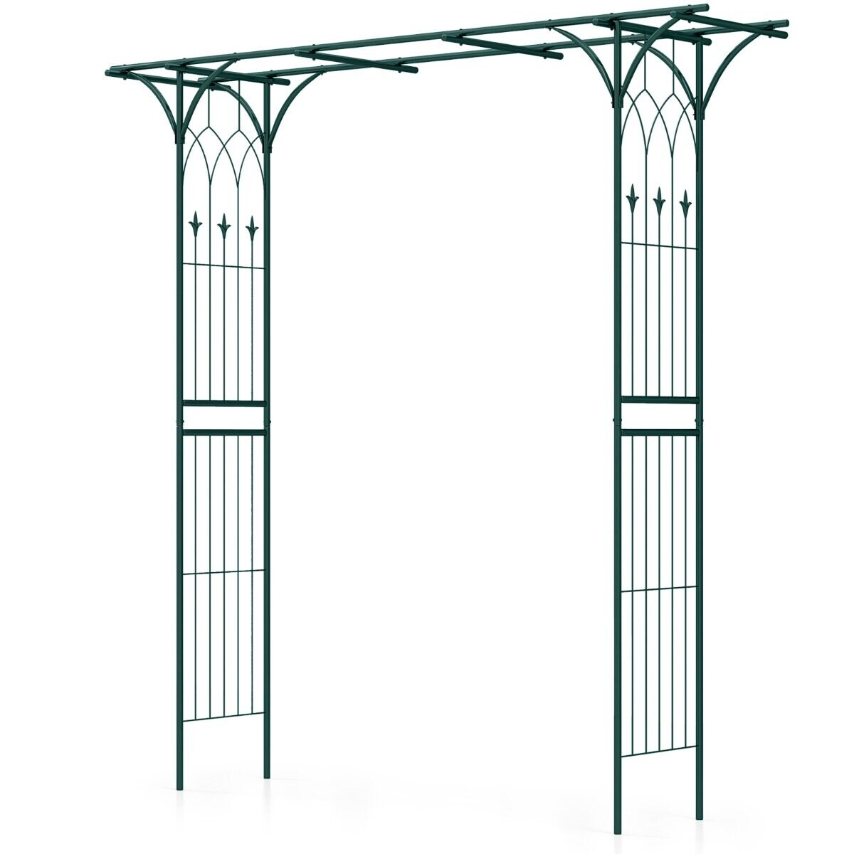 Ruusukaari metallinen puutarhakaari kiipeilykasveille holvikäytävä puutarhaan 205 x 52 x 205 cm vihreä