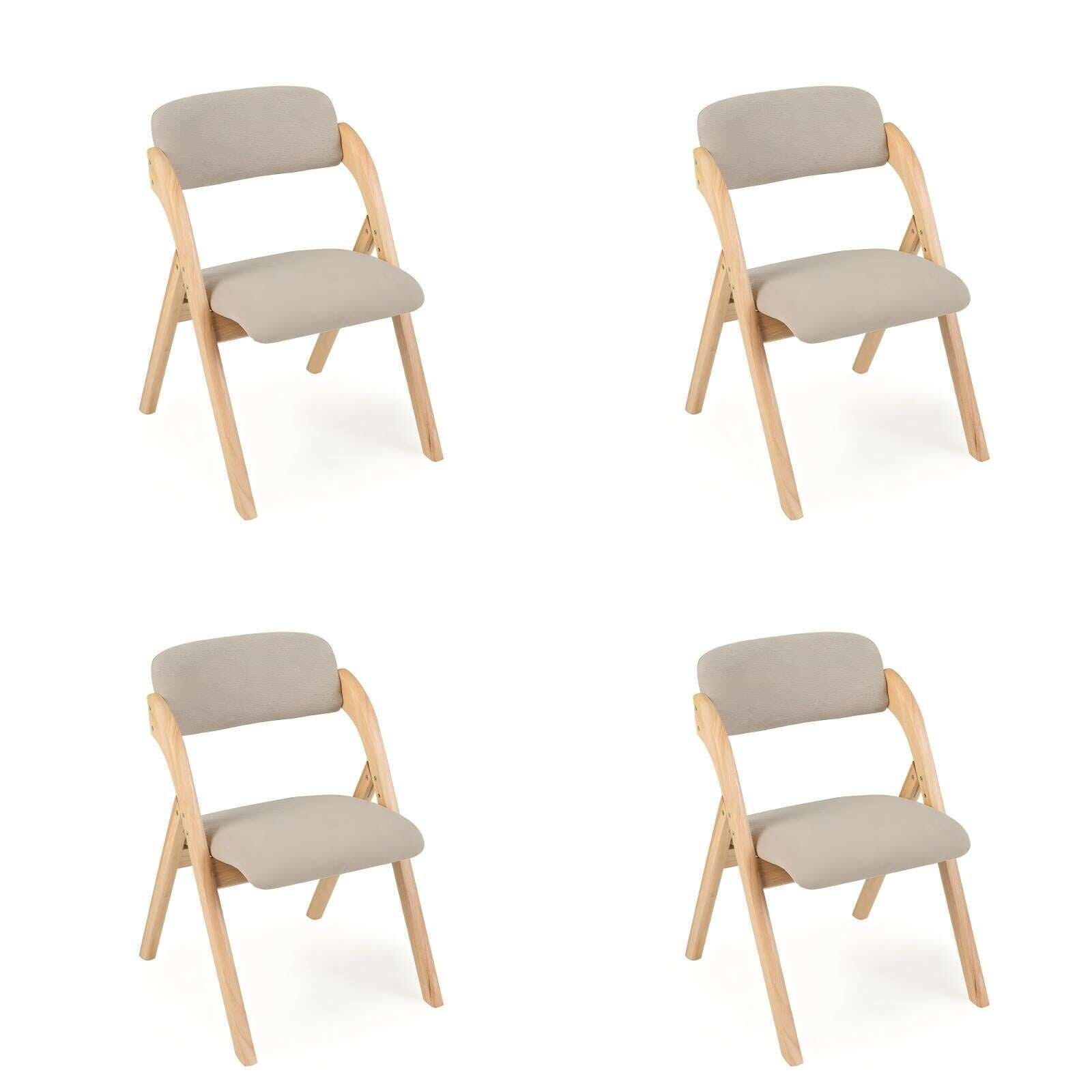 Kokoontaitettavat ruokapöydän tuolit, 4 kpl, tyynyillä - beige