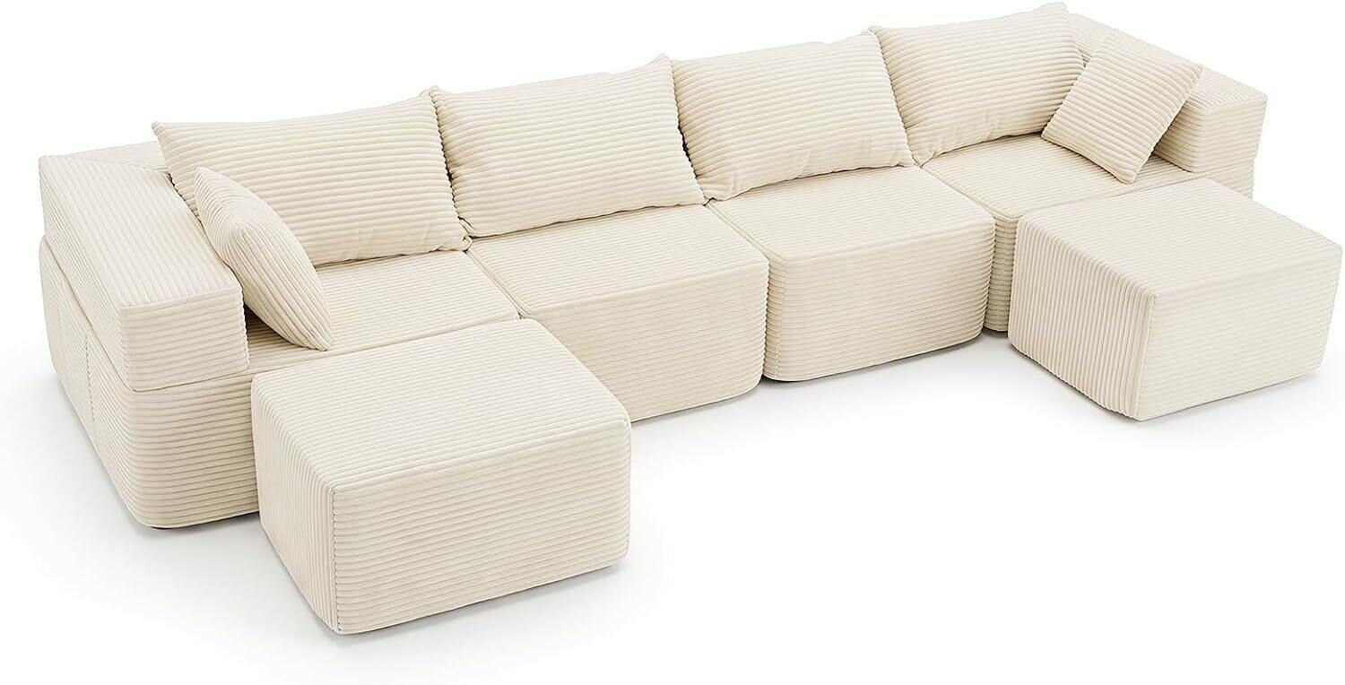 Modulaarinen sametti-sohva, U-/L-muotoinen, moderni kulmasohva irrotettavalla päällisellä, 333 × 150 × 58 cm