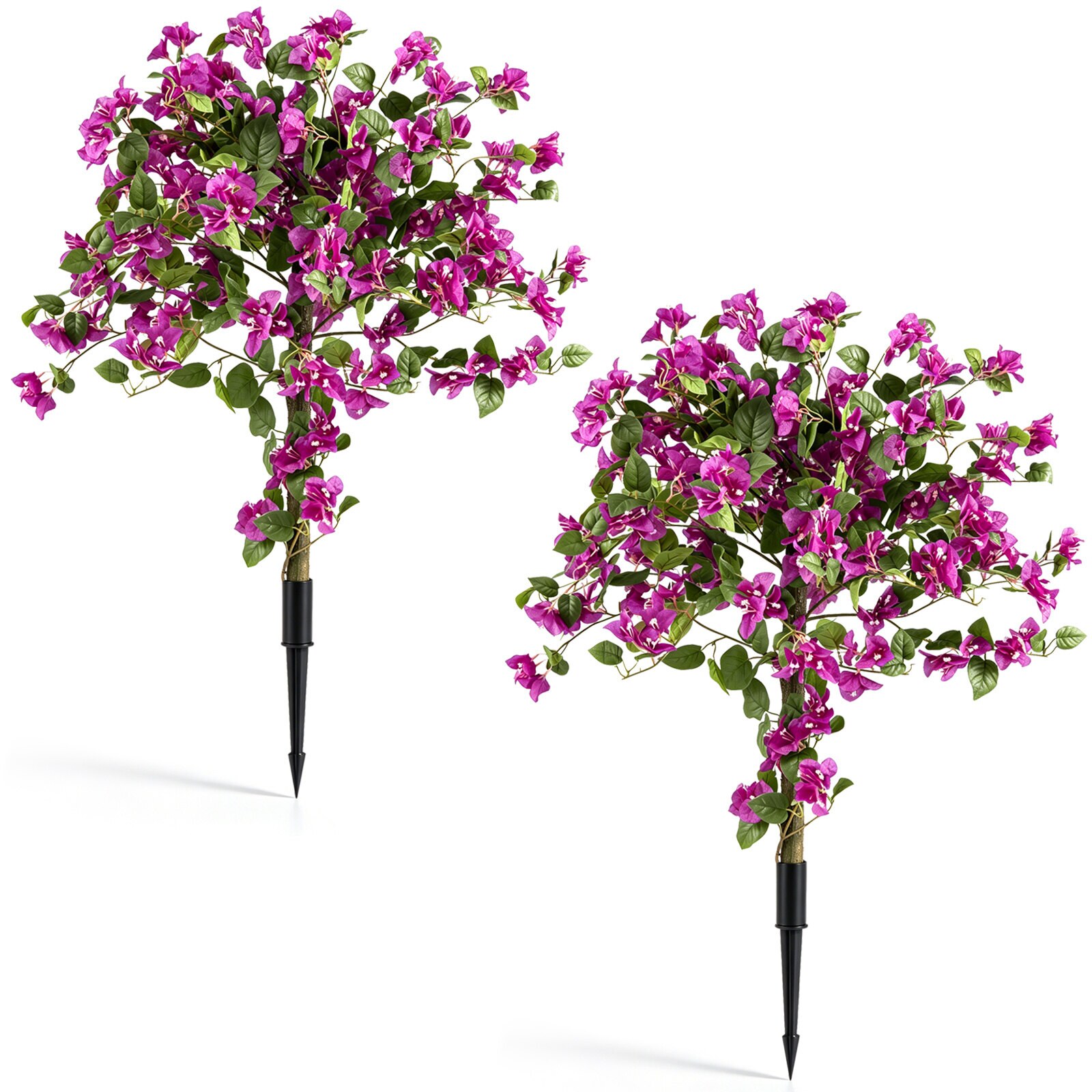2 kpl keinotekoisia bougainvilleapuita maapiikkien ja PE-runkojen kanssa kuistille