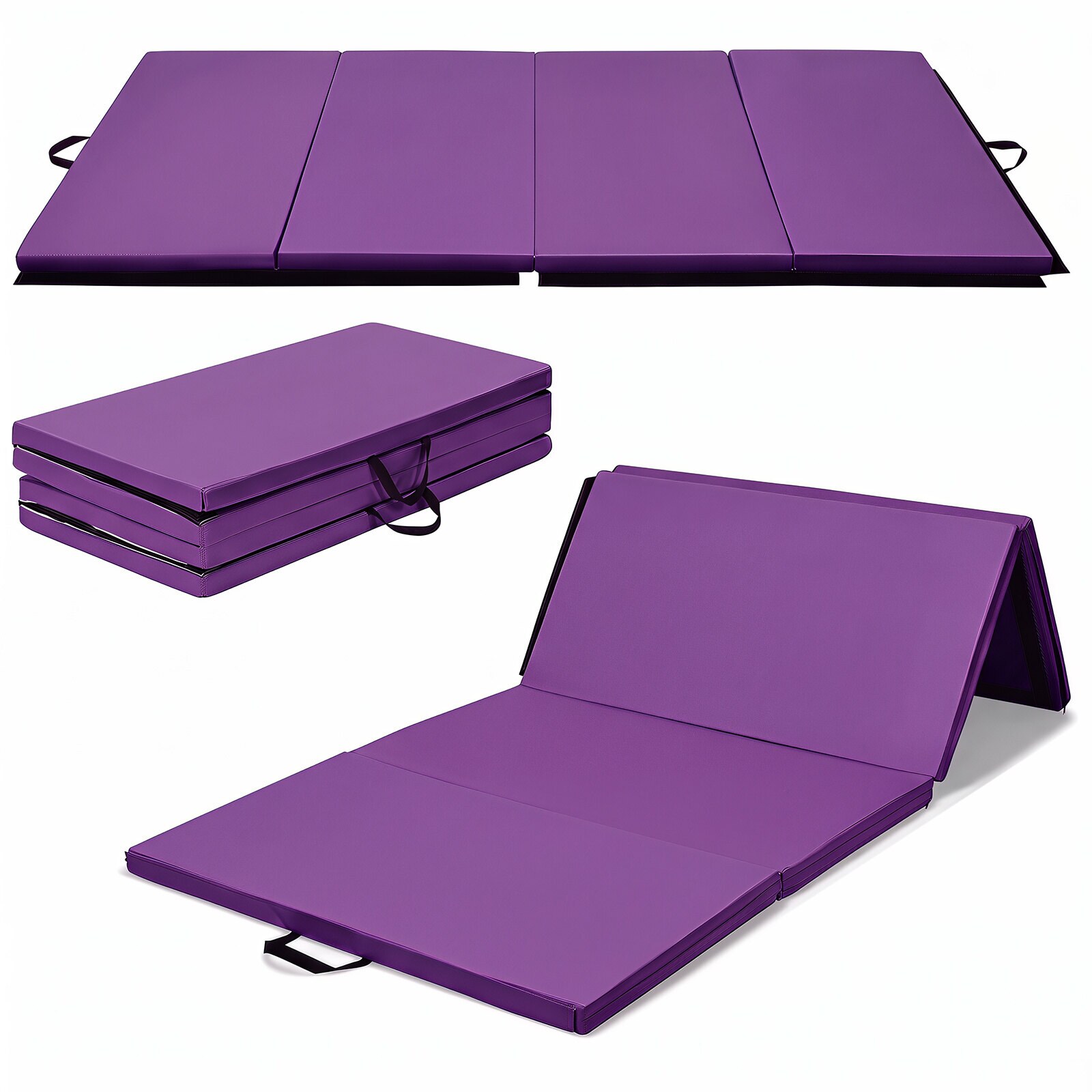 Pehmeä laskeutumismatto 240 x 120 x 5 cm, tarranauhakiinnityksellä ja kahdella kantokahvalla, violetti
