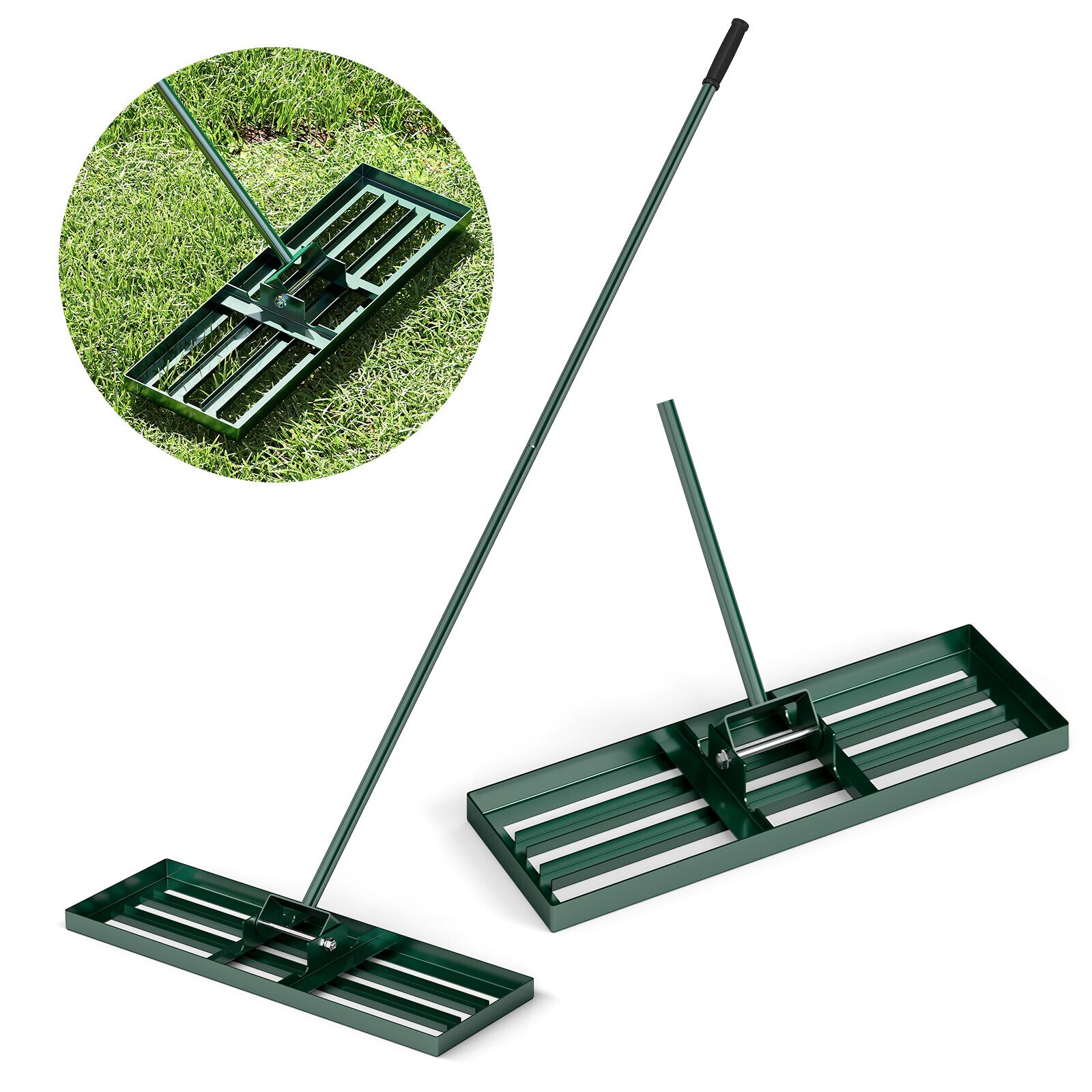 76,2 cm x 25,4 cm nurmikon tasoitusharava ergonomisella kahvalla - vihreä