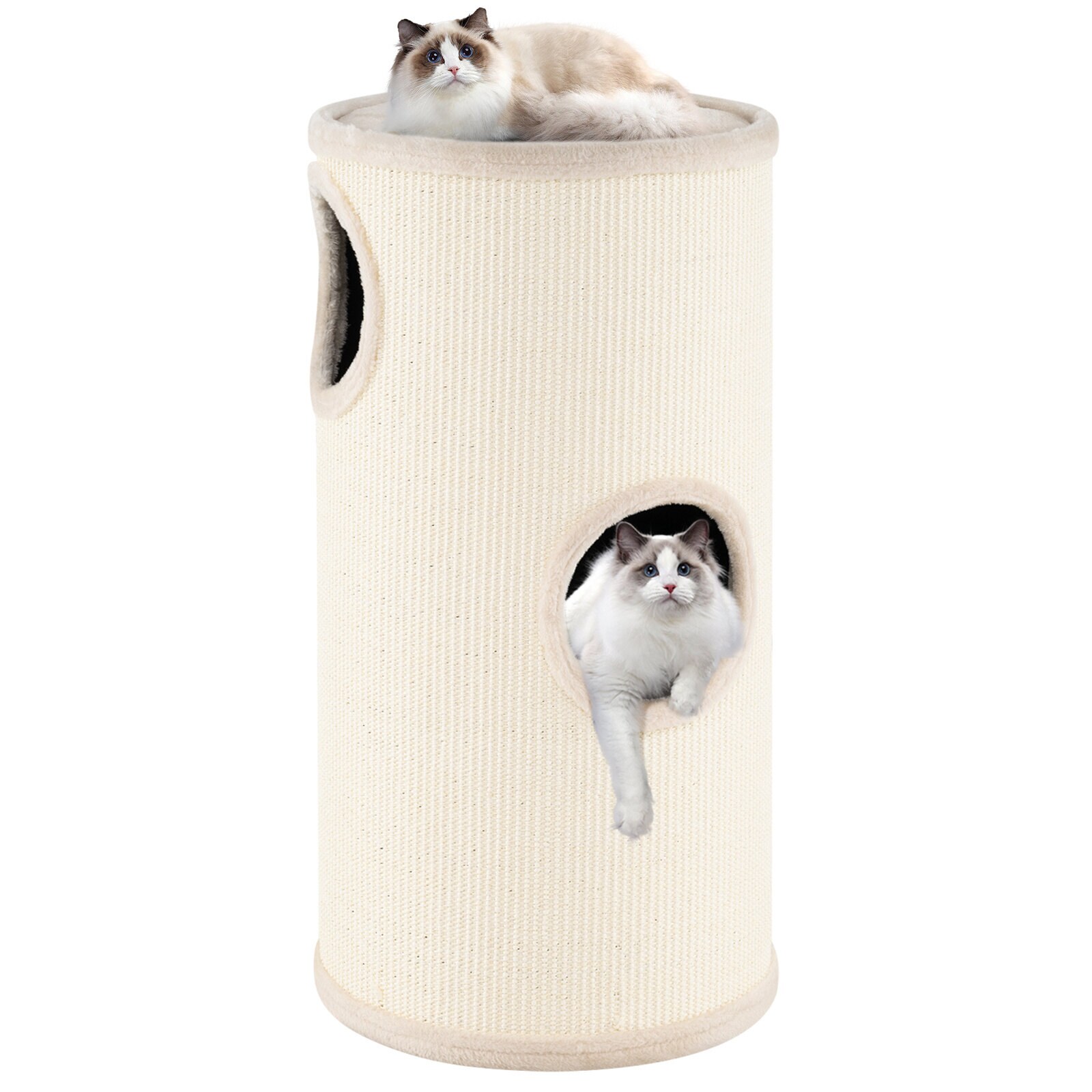 Monikerroksinen kissankoppi sisal-raapima-alustalla - beige