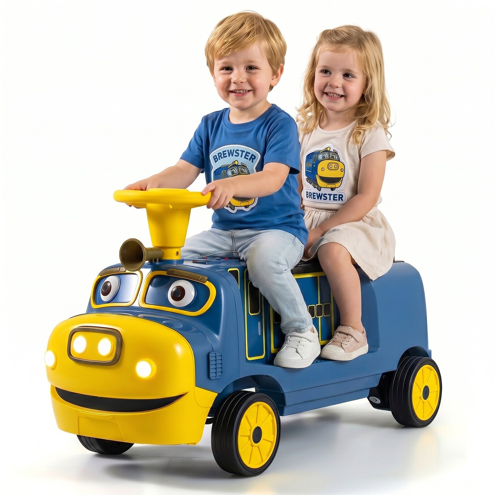 Lasten sähköauto 12V, sähköajoauto kahdella istuimella ja kahdella moottorilla, 95 x 41 x 51 cm, sininen