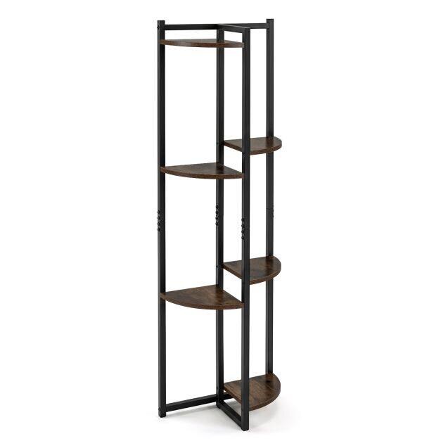 Kukkateline, jossa 6 porrastettua lokeroa, kukkahylly metallirungolla, 42 x 22 x 136 cm