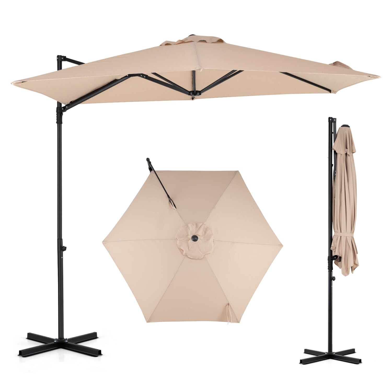 10 jalkaa ulokevarjostin puutarhaan 360°, beige