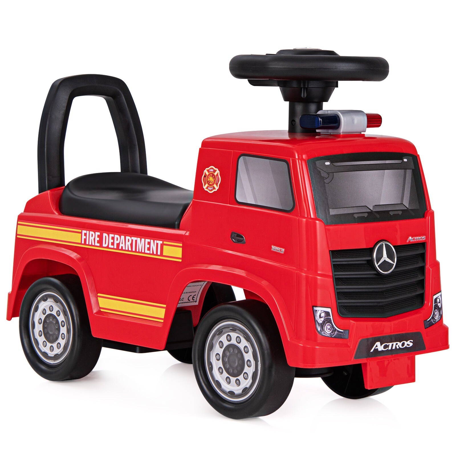 Mercedes-Benz-potkuauto, paloauto, punainen ja musta