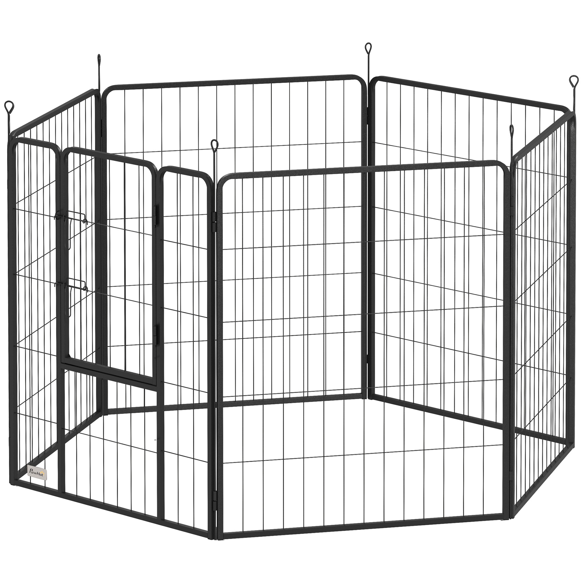 Koira-aita, lemmikkien aitaus, 6-paneelia, terästä, kokoontaitettava, harmaa