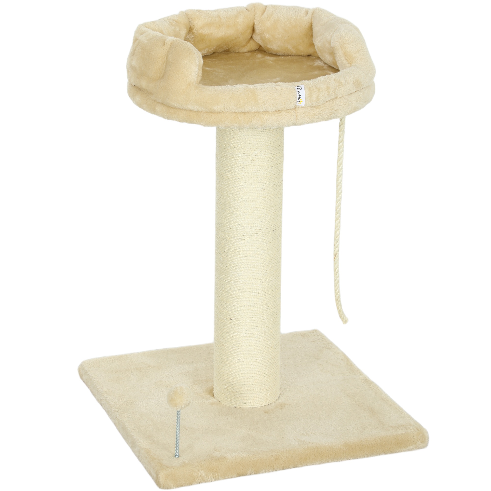 Kissapuu kissanpedillä, 1 kissanpeti, sis. kissanlelut, 55 cm x 55 cm x 83 cm, beige