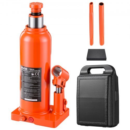 Hitsattu hydraulinen pullotunkki kantolaukulla ja pitkällä kahvalla, 4 t / 8818,5 paunaa, nostoalue 194–379 mm, keskikokoiselle sedanille, SUV:lle ja pakettiautolle, autonkorjaukseen ja talon nostamiseen
