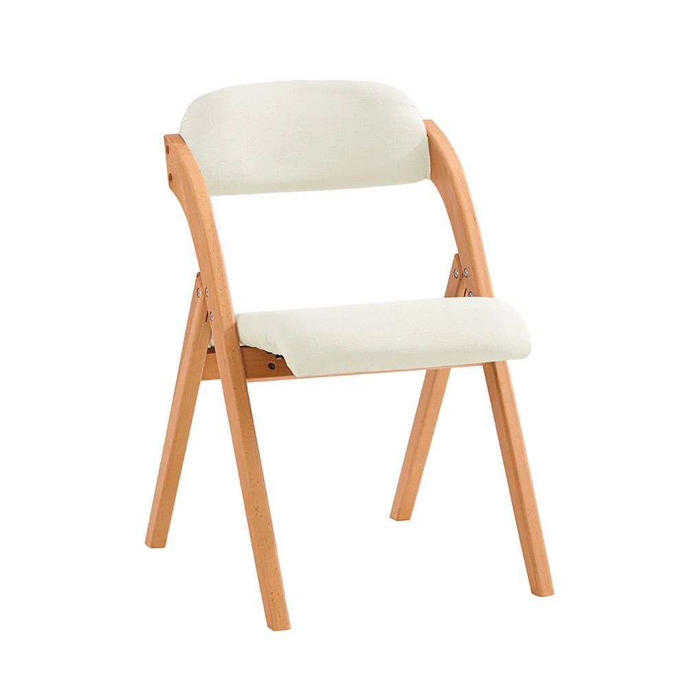 Taittotuoli - Pehmustettu Ergonominen Puinen Tuoli Keittiöön ja Työhuoneeseen, Tilaa Säästävä, Valkoinen