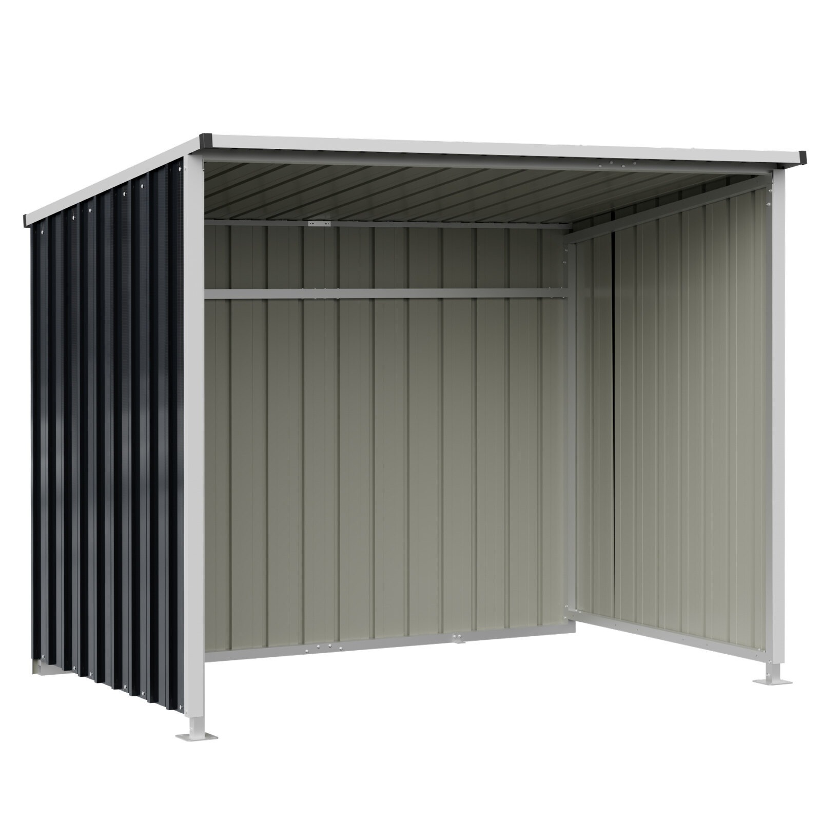 Metallinen puutarhavaja vahvistetuilla poikkituilla, 2,5 m², 204 x 120 x 159 cm, harmaa