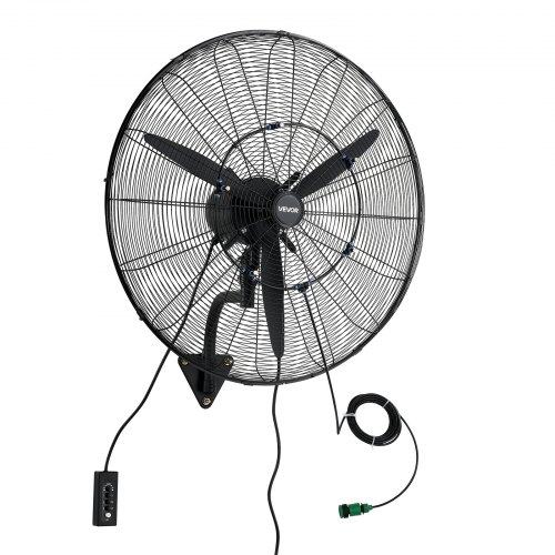 Tehokas kääntyvä seinätuuletin sumutustoiminnolla, 760 mm, IP44, 3 nopeutta, mekaaninen ohjaus ja pitkä ilmavirran kantama, teollisuuteen, liiketilaan, autotalliin, työpajaan ja kuntosalille