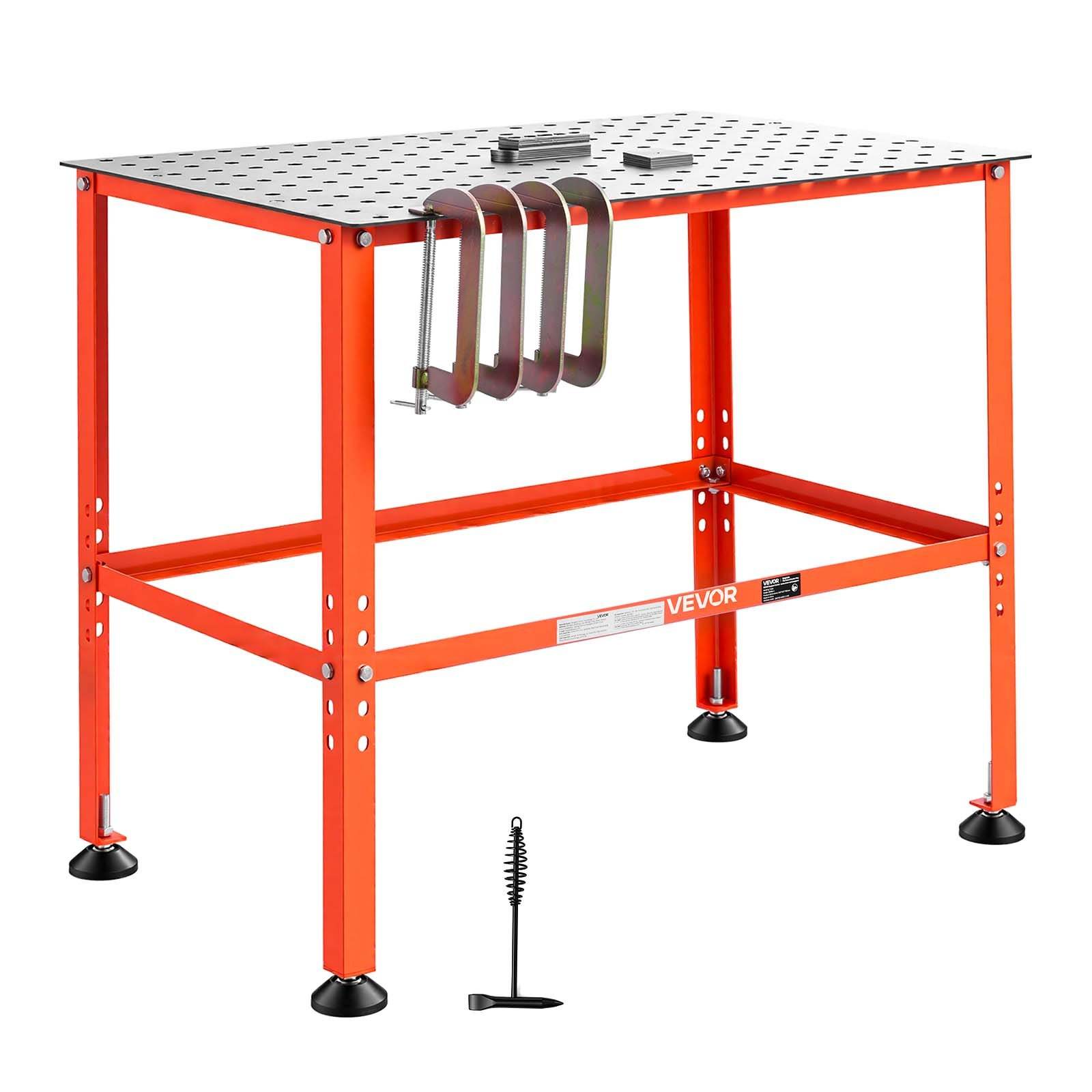 Tukeva teräksinen hitsauspöytä, 910 × 610 mm, kantavuus 363 kg ja 16 mm kiinnitysreiät, hitsaukseen, metallitöihin, kokoamiseen ja korjaukseen