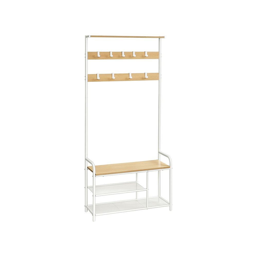 Vaateteline kenkähyllyillä 32 x 70 x 175 cm valkoinen/beige