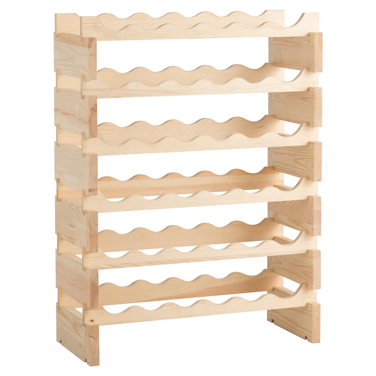 36 pullon pinottava, heilumaton puinen modulaarinen viiniteline