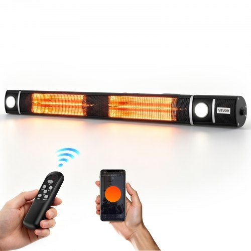 Sähköinen infrapunalämmitin ulos, 3000 W, Wi-Fi, kauko-ohjaus ja mekaaninen kytkin, 3 lämmitystasoa, alumiiniseos ja IP55, terassille, puutarhaan ja parvekkeelle, musta