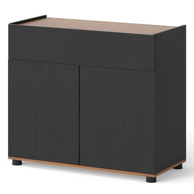 Senkki buffet-kaappi säilytystilalla, puinen kahvibaaripöytä 1 laatikolla ja 2 ovella, musta