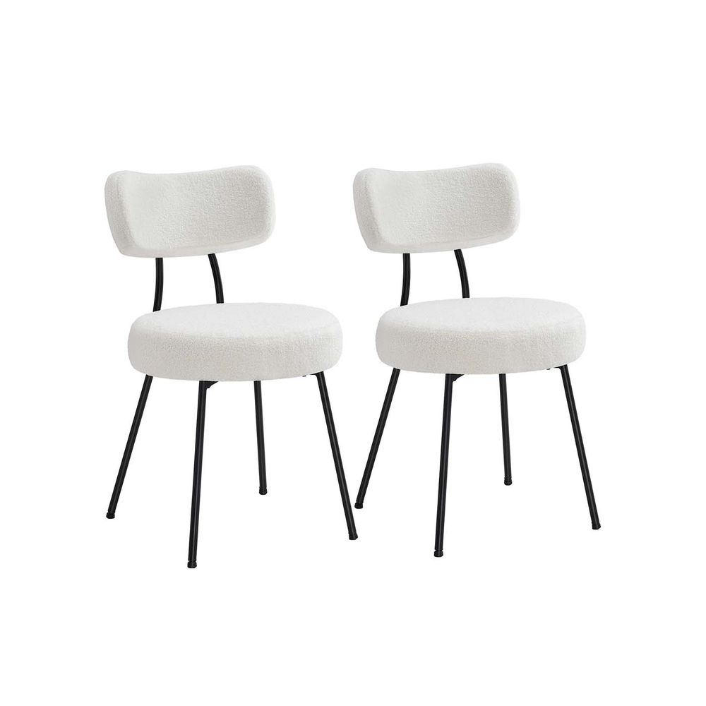 Ruokapöydän tuolisarja (2 kpl) fleecepinnalla, kermanvalkoinen