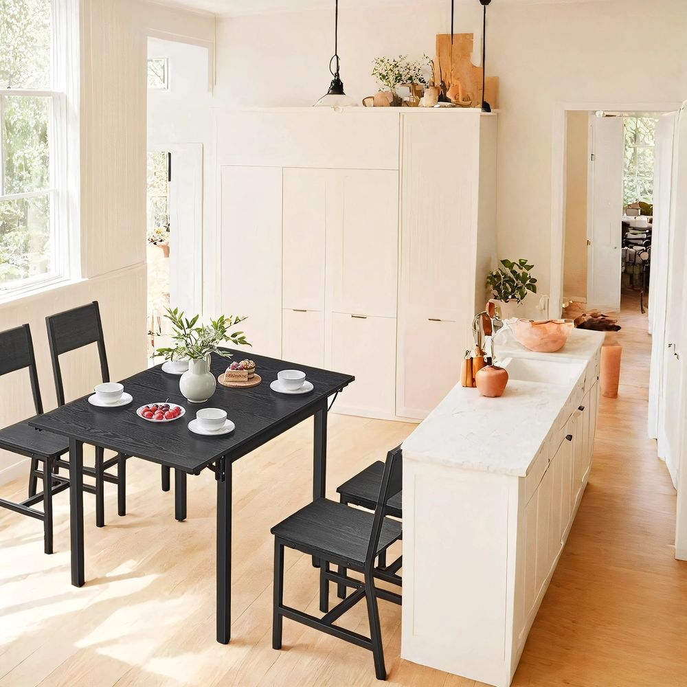 Ruokapöytä, kokoontaitettava keittiöpöytä 2-4 hengelle, pieniin huoneisiin, luonnon tammi-pilvivalkoinen