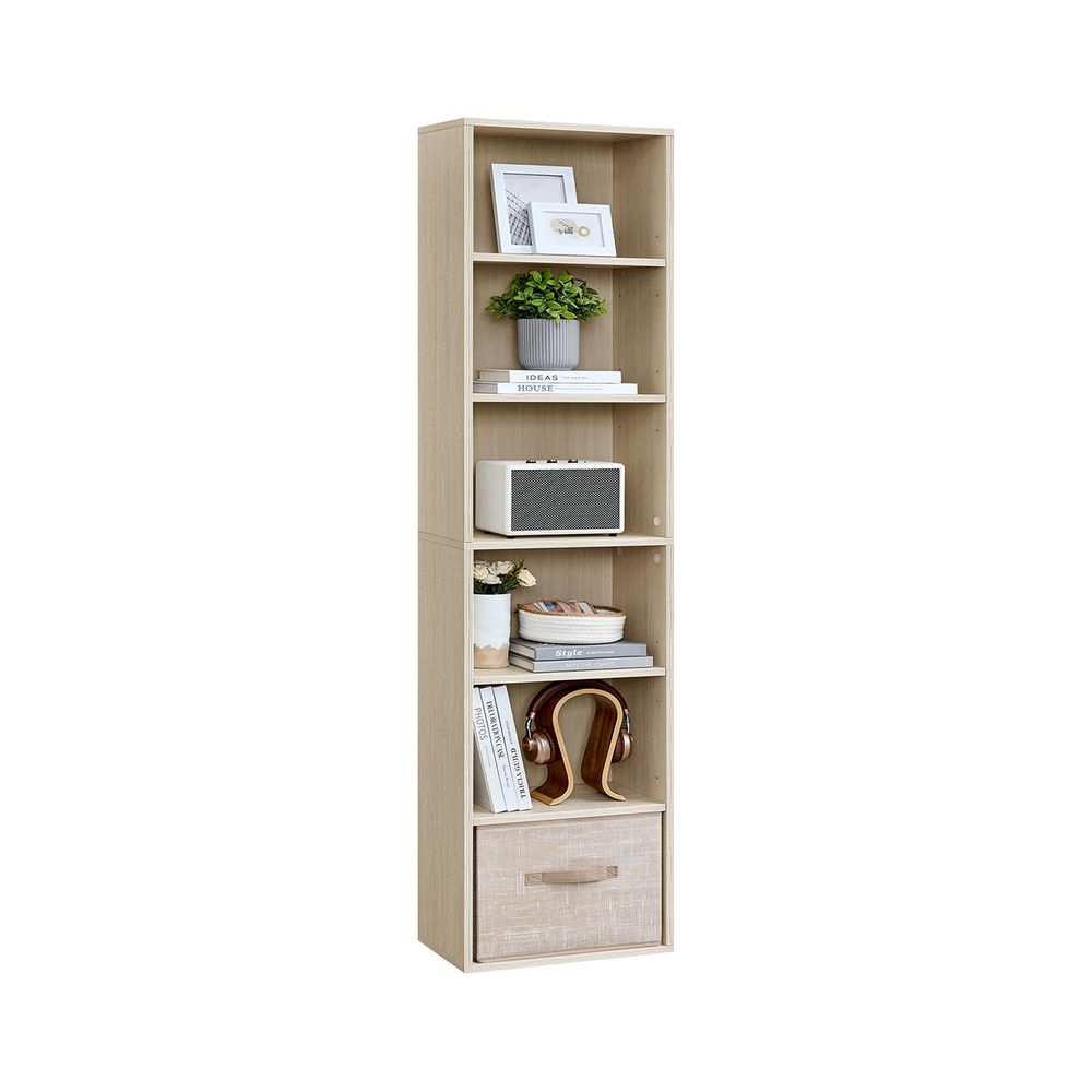 6-kerroksinen vapaasti seisova hylly, 24 x 40 x 178,5 cm, luonnonbeige