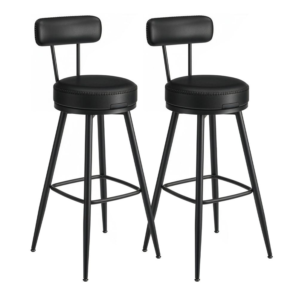 EKHO Collection - Baarijakkarat, 2 kpl, Kääntyvät baarituolit selkänojalla, keinonahkaa, ommeltu, keskimoderni, 65 cm korkea, keittiö