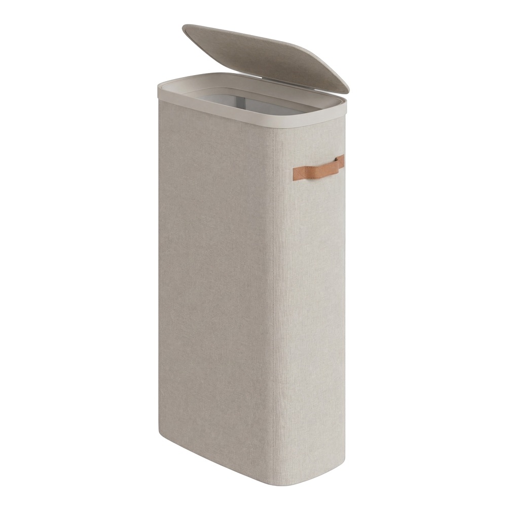 Pyykkikori, 65 L pyykkikori, pyykkilaatikko kannella ja kahvoilla, 39 x 22 x 75 cm, beige