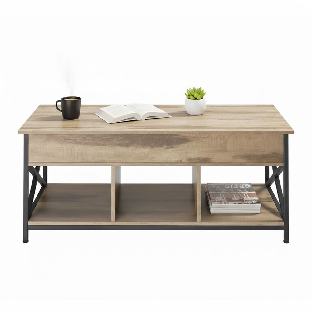 Sohvapöytä, korkeussäädettävä pöytälevy, tilava olohuoneen pöytä, 60 x 100 x (48-62) cm, lumivalkoinen-valkoinen