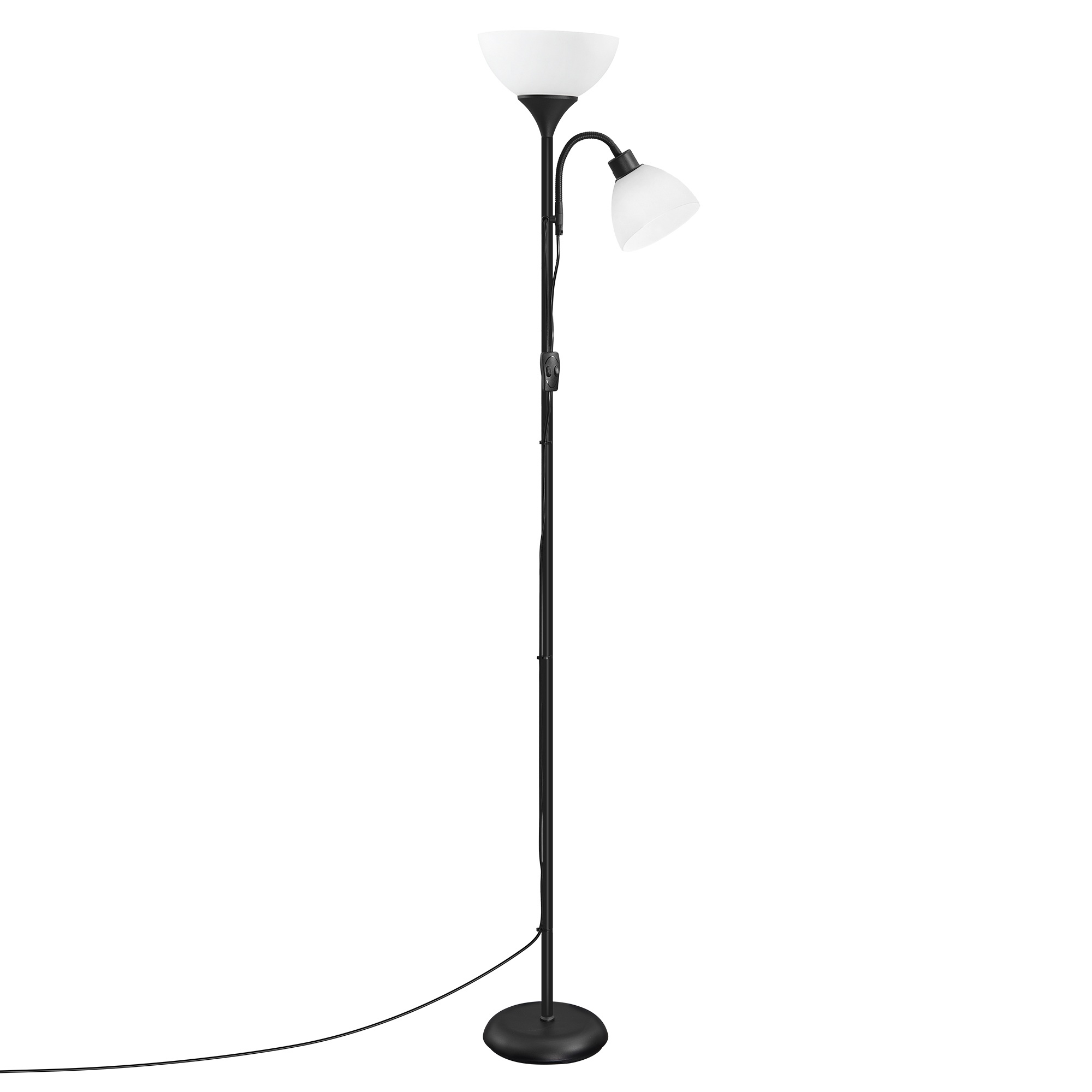 Lattiavalaisin säädettävällä lukuvalolla, 38,5 x 23,5 x 176 cm, musta