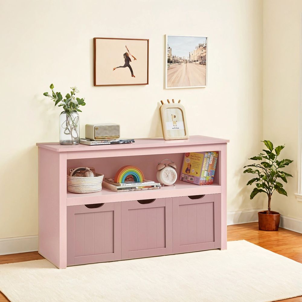 Lasten hylly pyörillä 30 x 102 x 60 cm pastelli pinkki