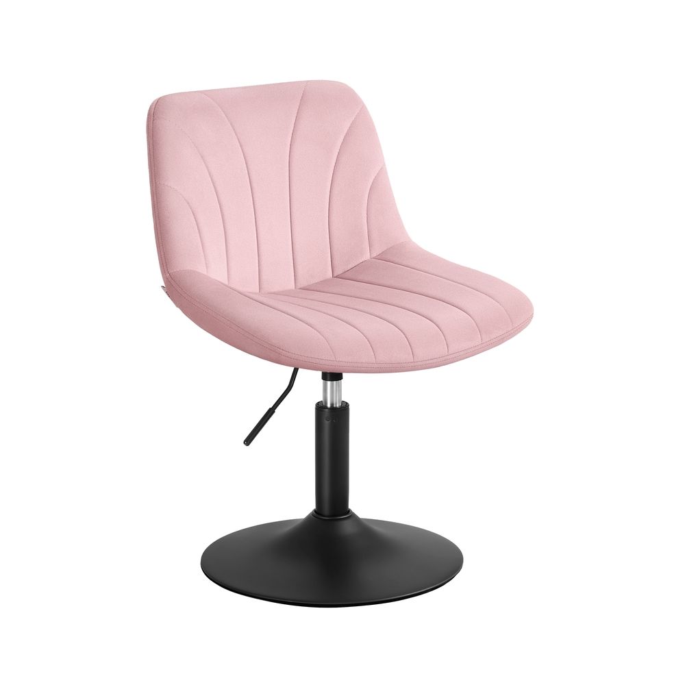 Meikkituoli selkänojalla, korkeussäädettävä, 360° kääntyvä, samettipäällinen, pastelli pinkki