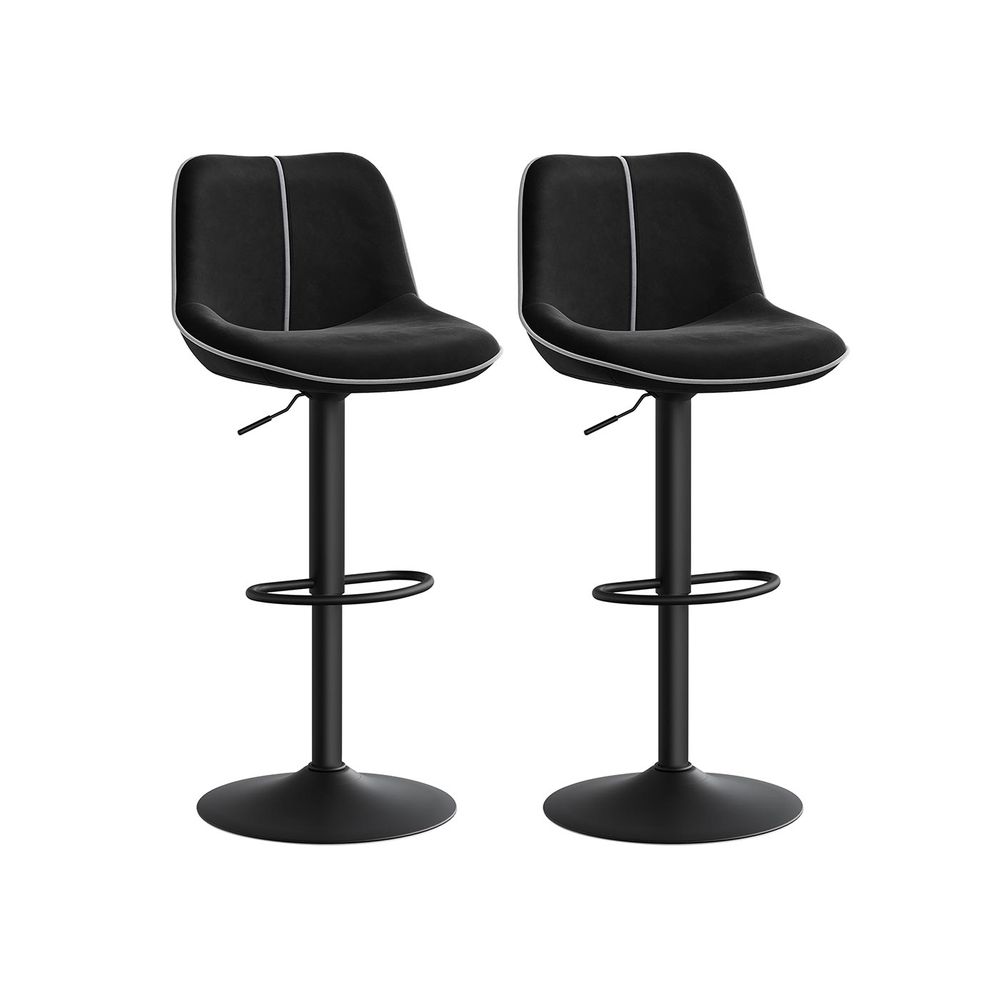 2 baarijakkarasarja, korkeussäädettävät baarijakkarat, kääntyvät keittiöjakkarat, ergonominen selkänoja, samettia, keittiösaarelle, kotibaari, moderni, mustemusta