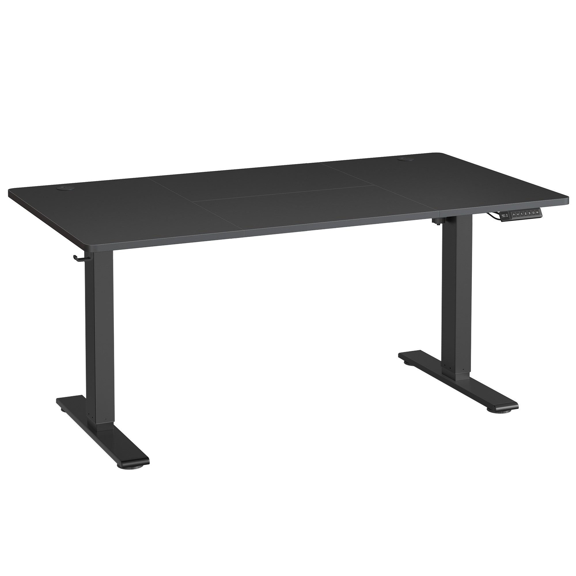 Sähkötoiminen korkeussäädettävä työpöytä, seisomapöytä USB - C -portilla ja kaapelinhallinta kotitoimistoon, 140 x 80 cm, musta