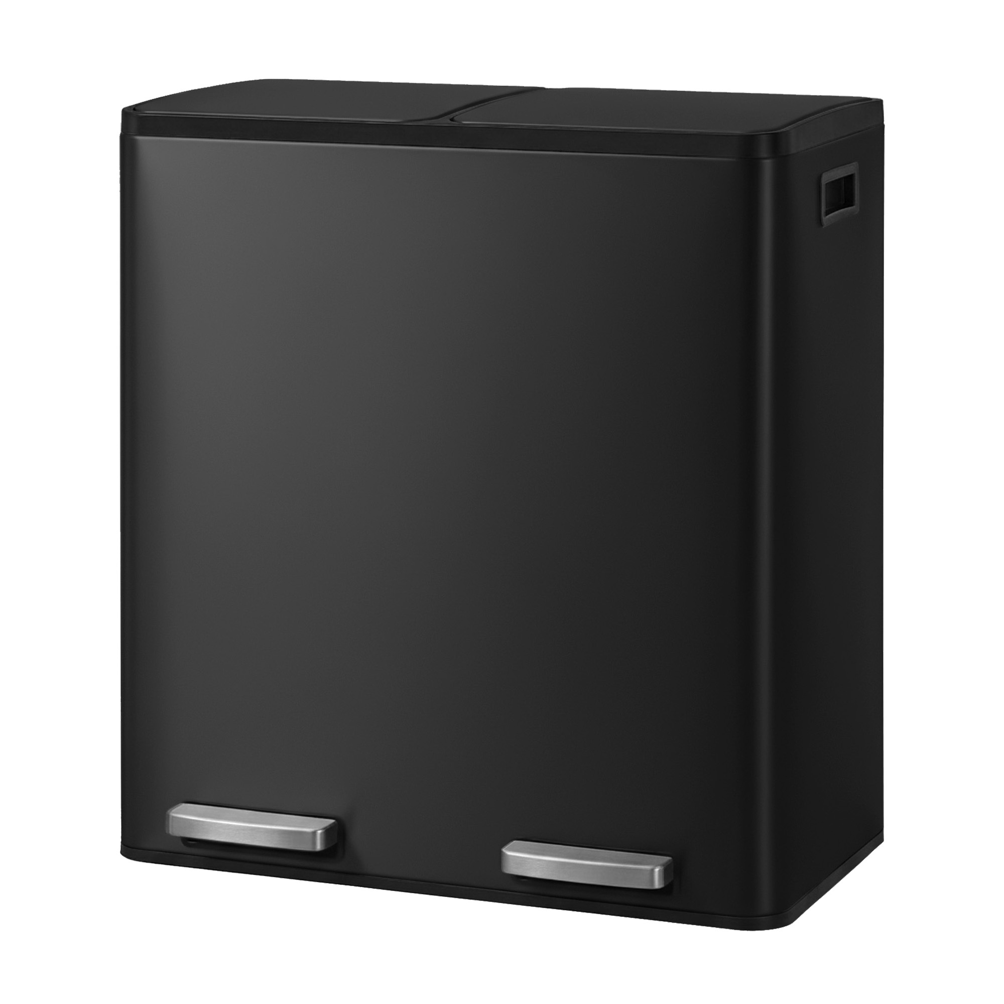 Roskakori, 2 lokeroa, pehmeästi sulkeutuva kansi, 2 x 30 L, musta