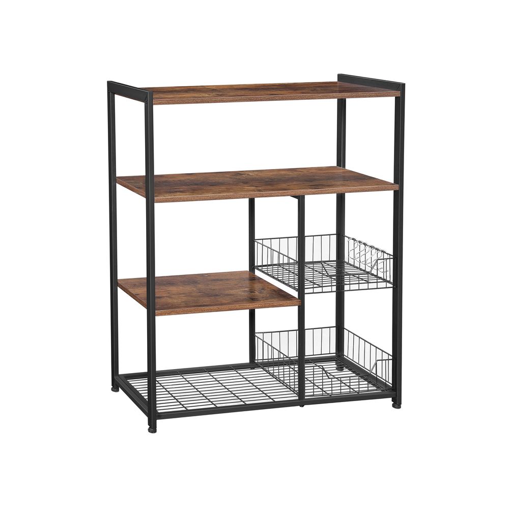 Keittiön hylly metallikoreilla, teollinen tyyli