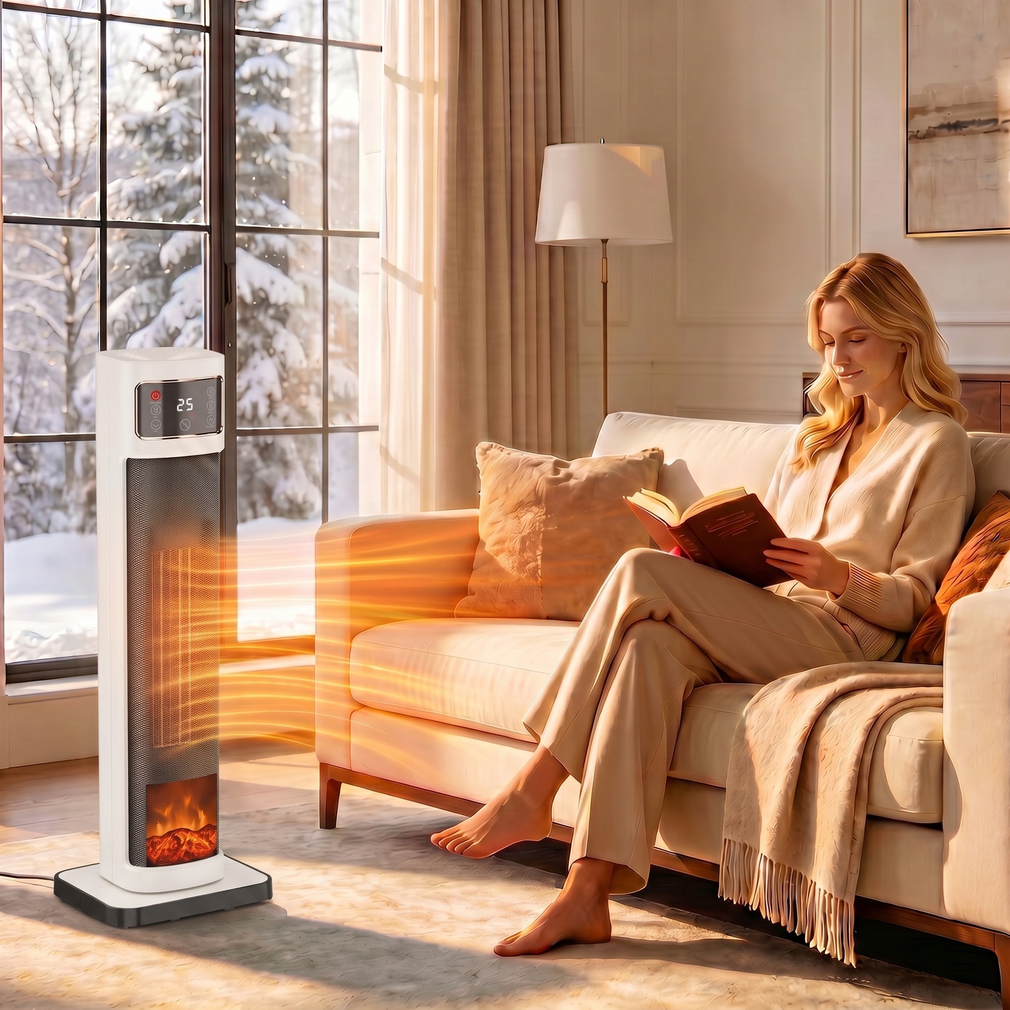 Energiatehokas keraaminen lämpöpuhallin, 2000 W, 4 toimintatilaa, termostaatti ja kaukosäädin