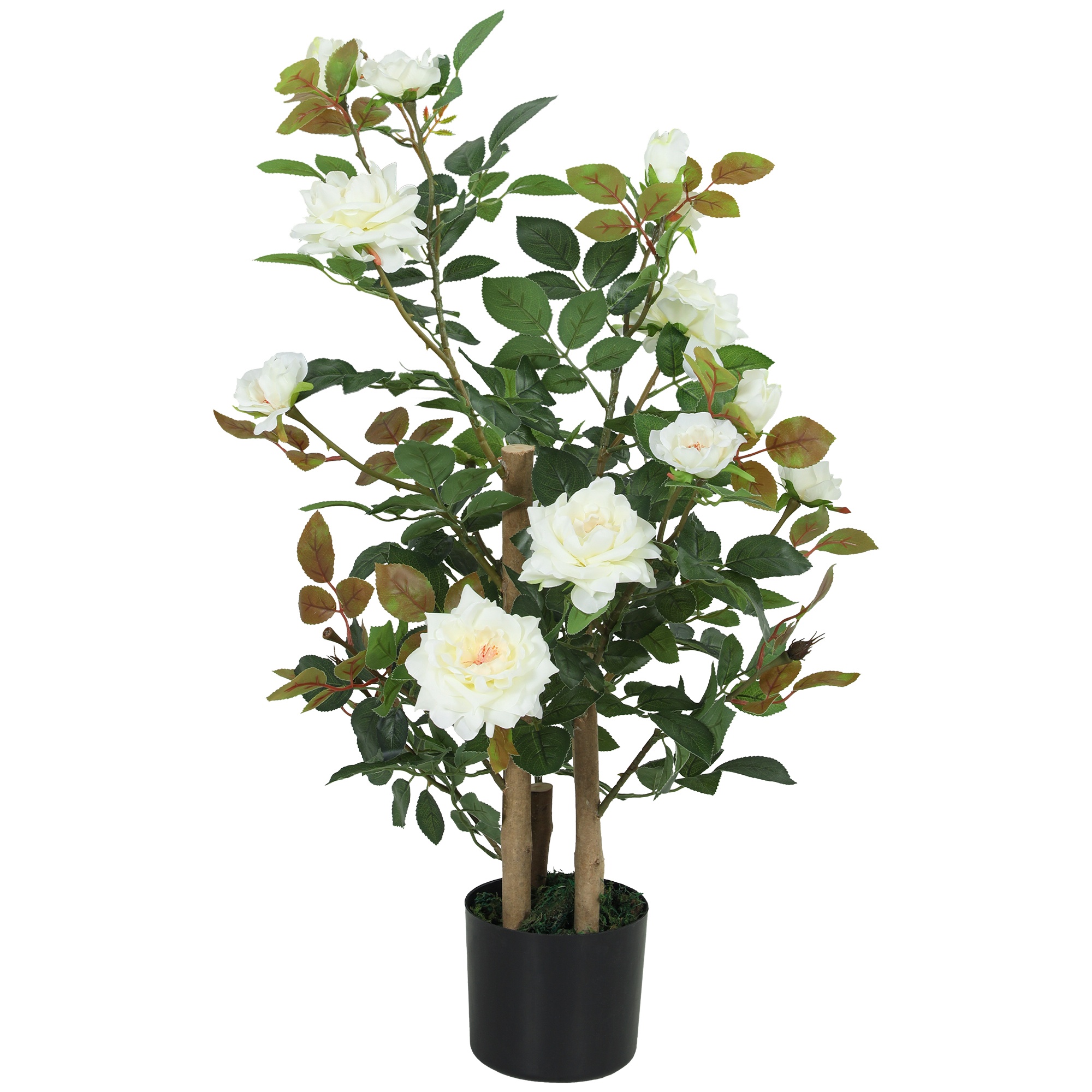 Realistinen tekoruusupuu ruukussa, 90 cm, UV-suoja ja sammal, sisä- ja ulkokäyttöön