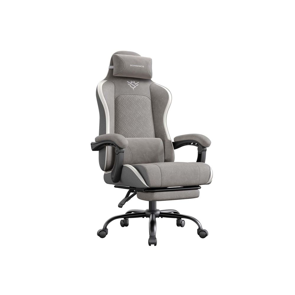 Ergonominen tietokonetuoli jalkatuella ja pehmusteella, harmaa