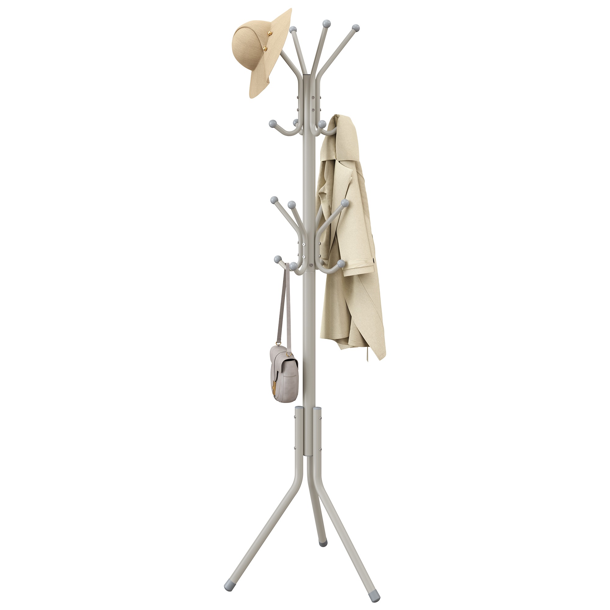 Beige metallinen naulakko 16 koukulla