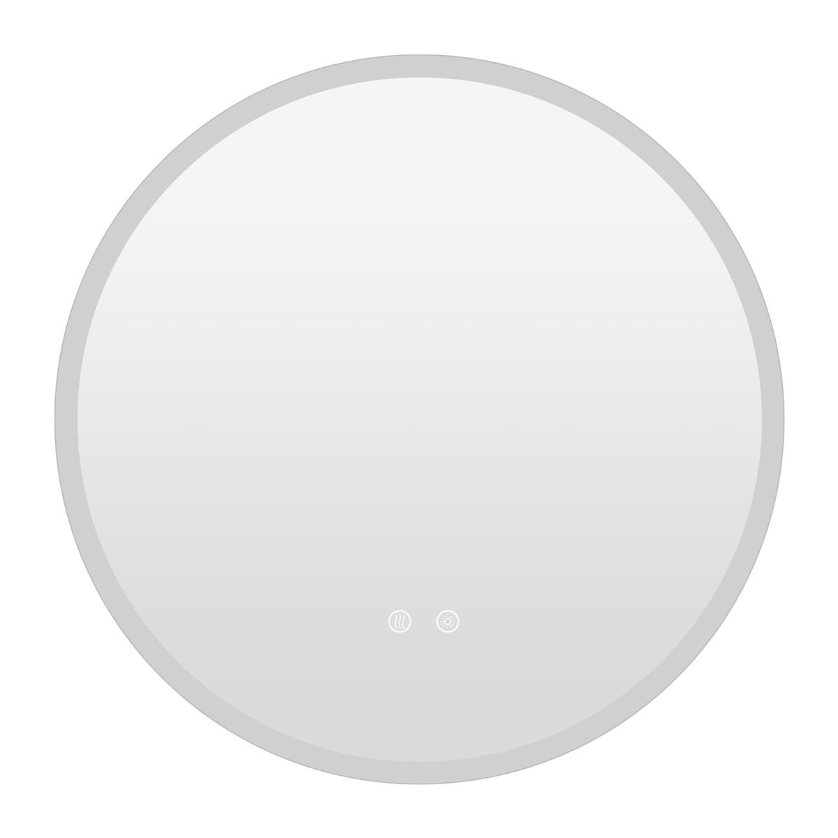 Kolme valgusrežiimi sujuva hämardamise (Dimmable) ja uduvastase süsteemiga ümmargune LED-seinapeegel (ø 60 cm) hõbedane