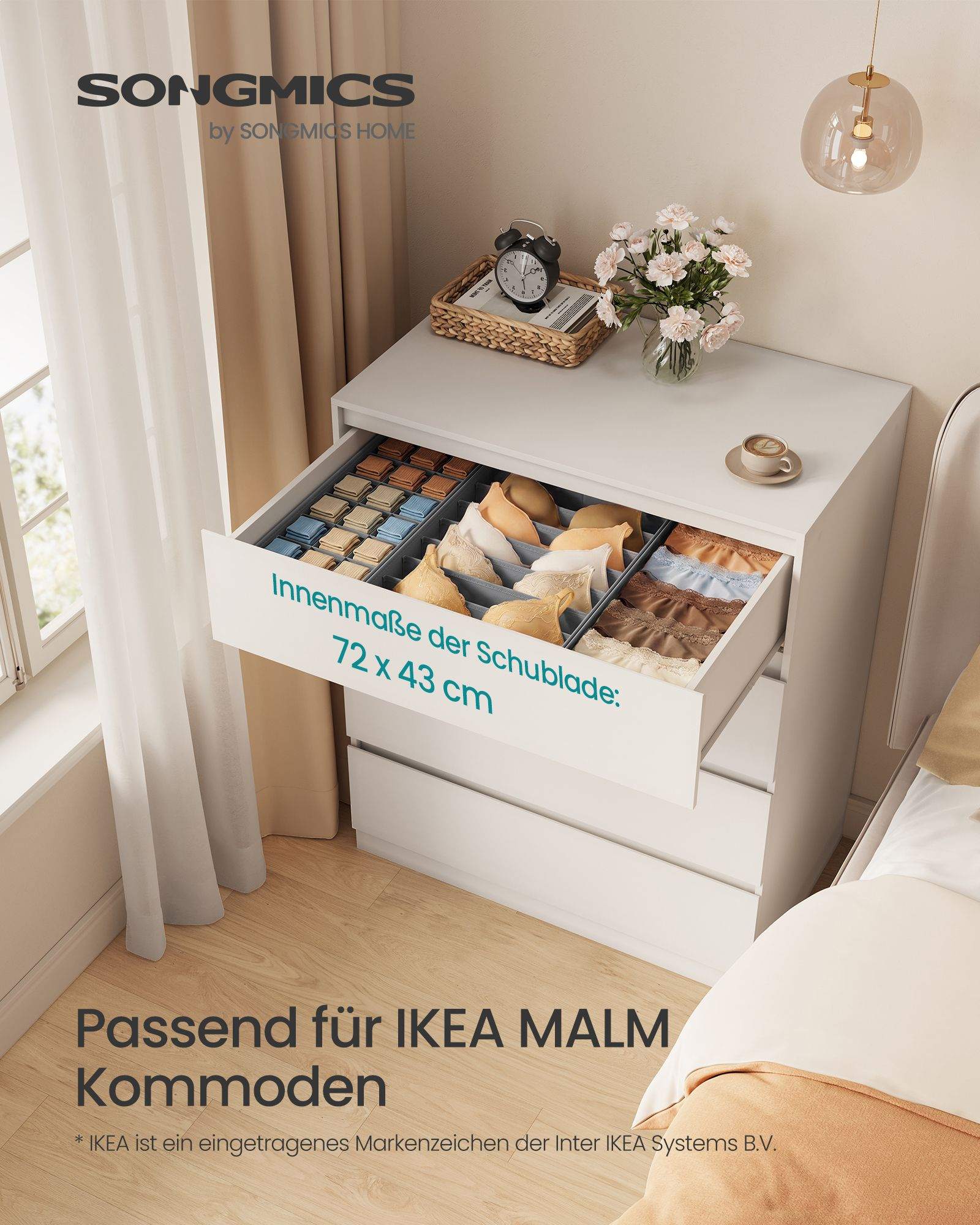 Kokoontaitettavat laatikonjärjestäjät, 3 kpl, kyyhkynharmaa
