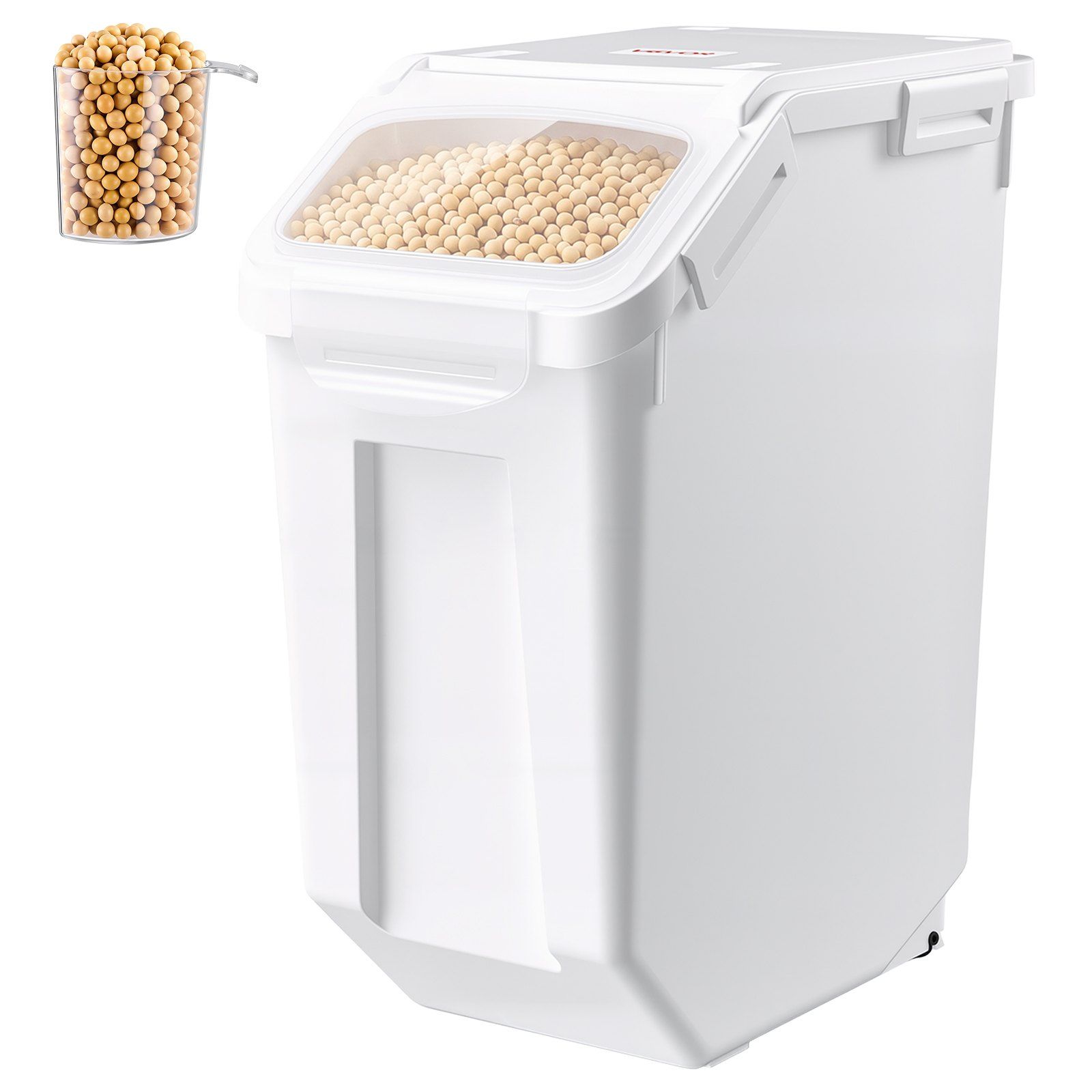 Pinottava ruoka- ja rehusäiliö ilmatiiviillä kannella ja mittakupilla, 20 l / 5,28 gallonaa, enintään 14 kg, riisille, viljalle, jauholle ja lemmikinruoalle, keittiöön tai ruokakomeroon