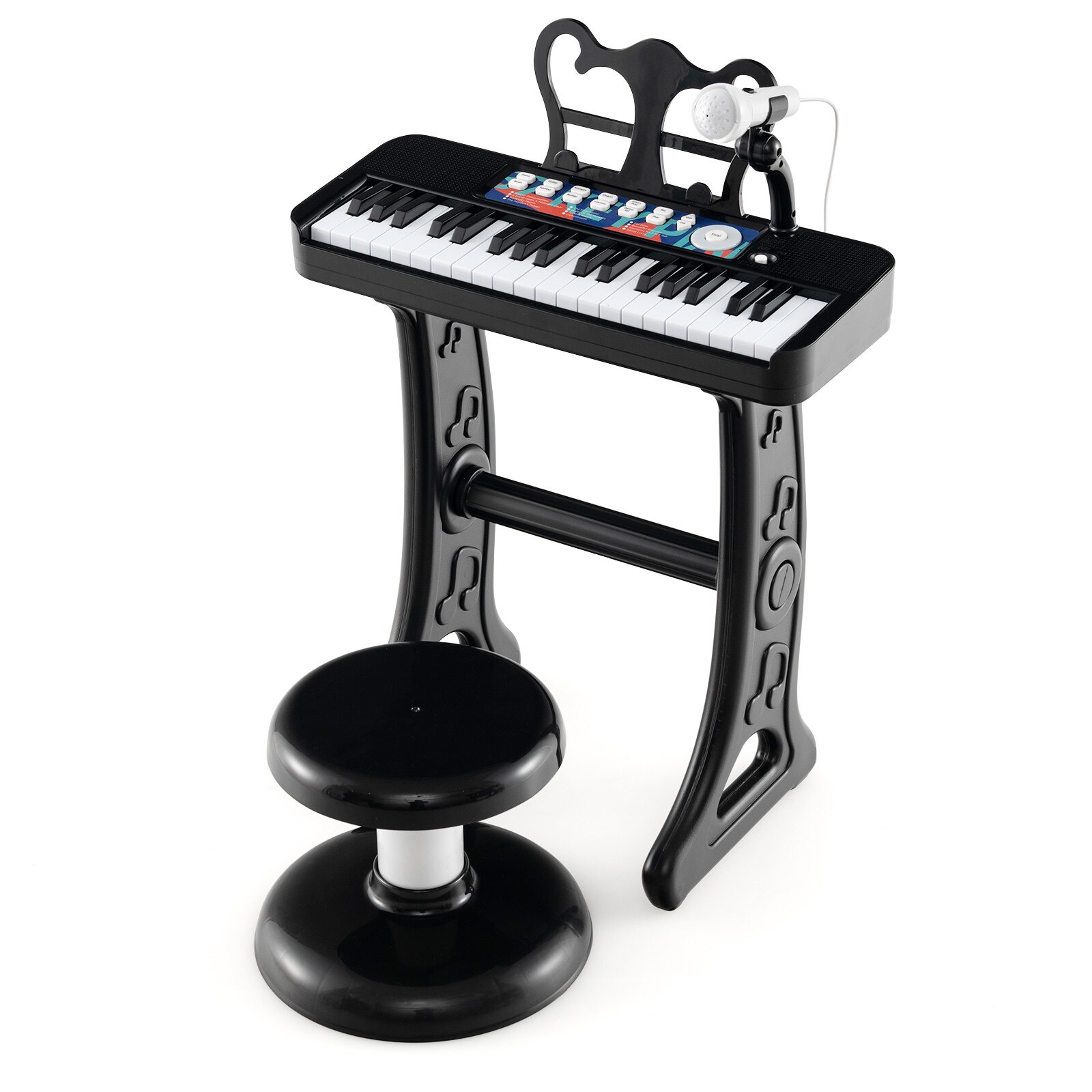 Lasten pianokoskettimisto 37-kosketin lasten lelupiano mikrofonilla 3+ lapsille - musta