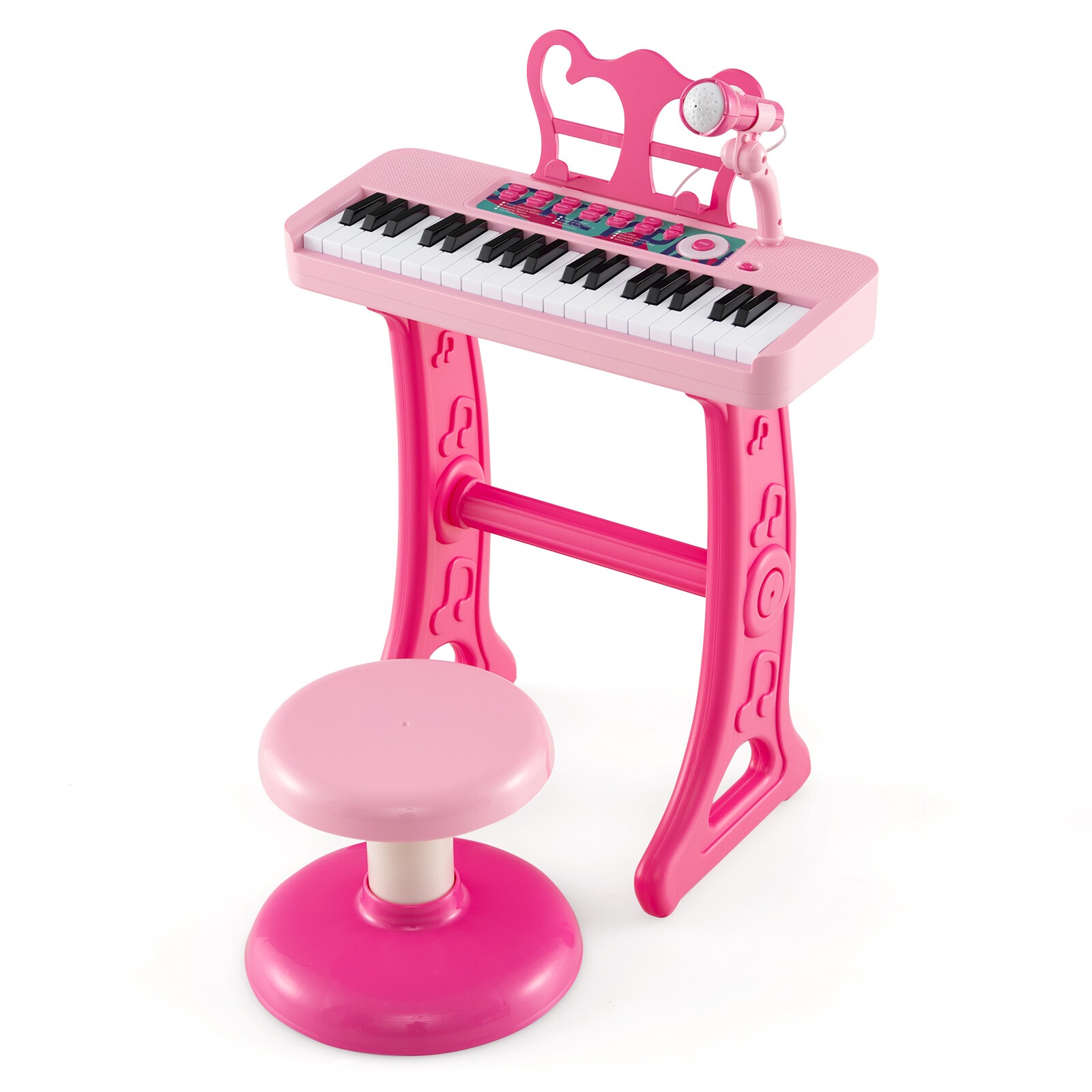 Lasten pianokoskettimisto, 37-kosketin, lasten lelupiano, mikrofonilla, 3+ lapsille - vaaleanpunainen