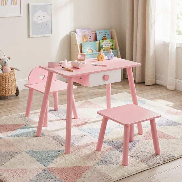 Lasten leikkikynsistudioleikkisetti puisilla taaperomeikeillä - pinkki